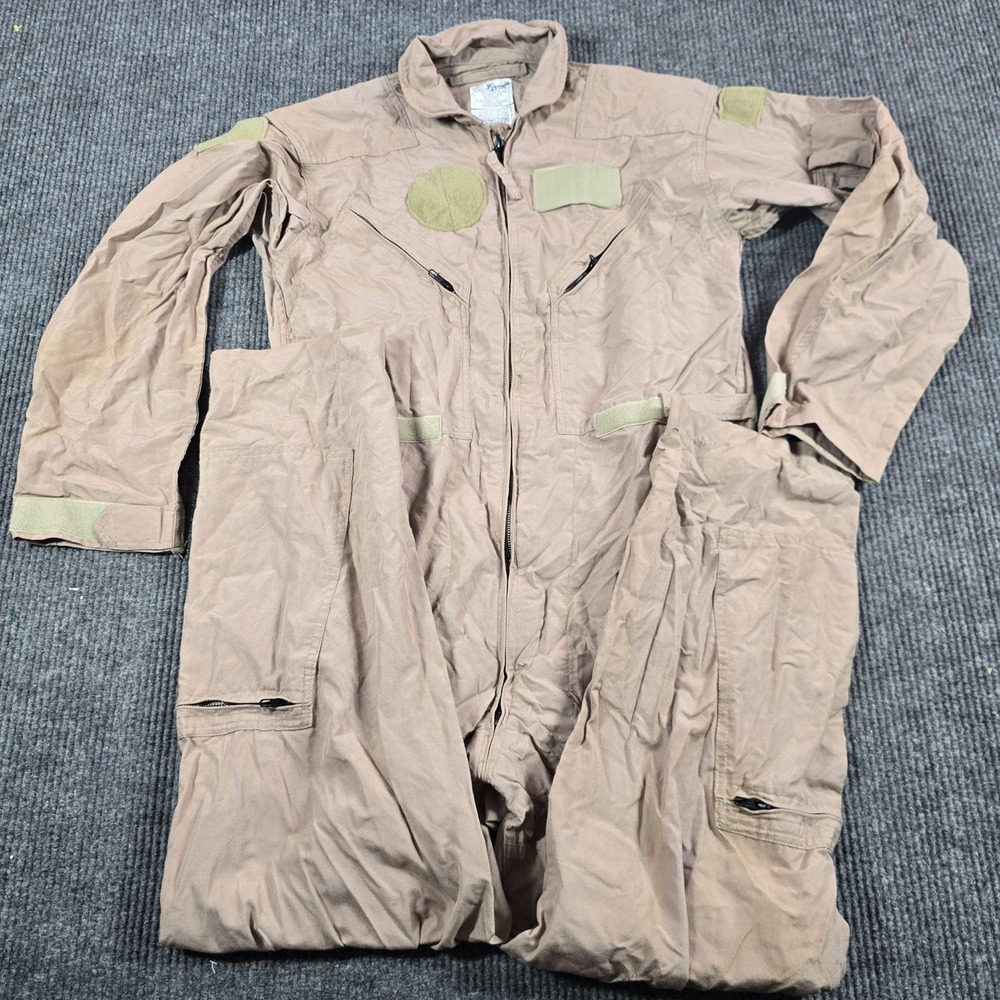 US Military CWU-27/P Flight Suit Coveralls Mens 44R Tan 380 Carter Industries
